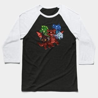 Hydra Multiple Head Dragon Cool Chibi Dragon Graphic Baseball T-Shirt